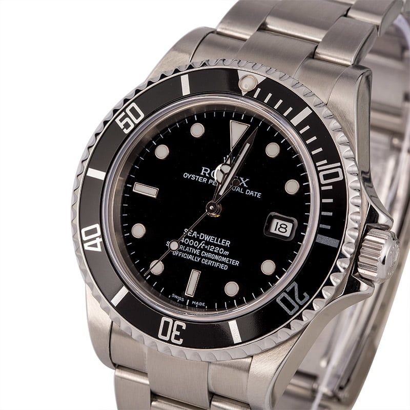 Pre-Owned Rolex Sea-Dweller 16600 Black Dial Steel Watch