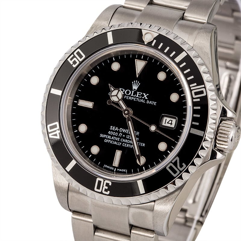 Pre-Owned Rolex Sea-Dweller 16600 Black Luminous Dial