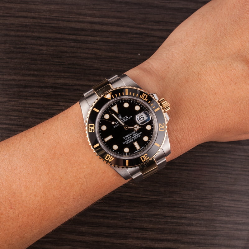 Pre Owned Rolex Submariner 116613 Two Tone Black Dial