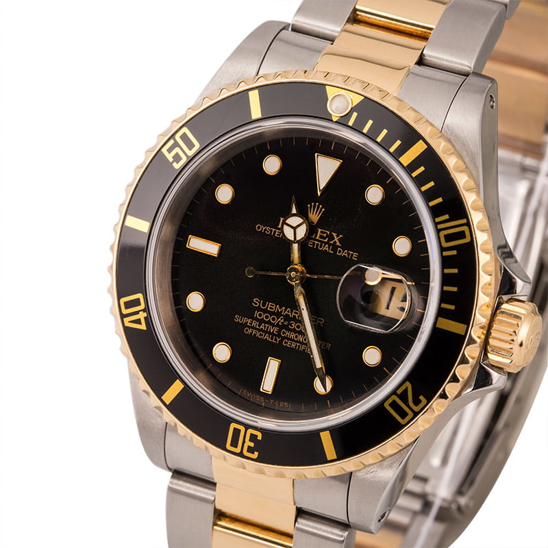 Pre Owned Rolex Submariner 16613 Two-Tone - Black Dial