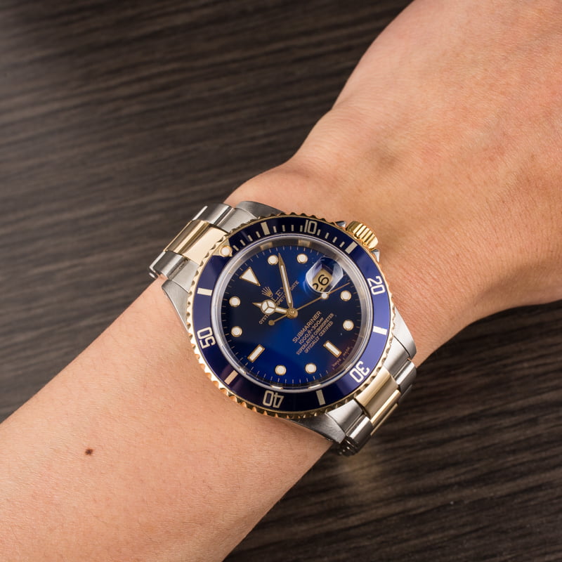 Pre Owned Rolex Submariner 16613 Sunburst Blue Dial