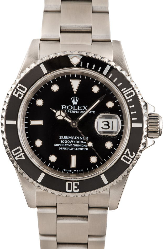 Pre-Owned Rolex Submariner 16610 Black Bezel Insert