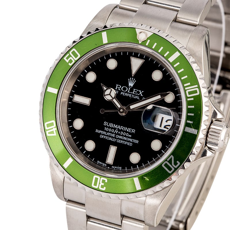 Rolex Submariner Green Anniversary 16610V Flat Four