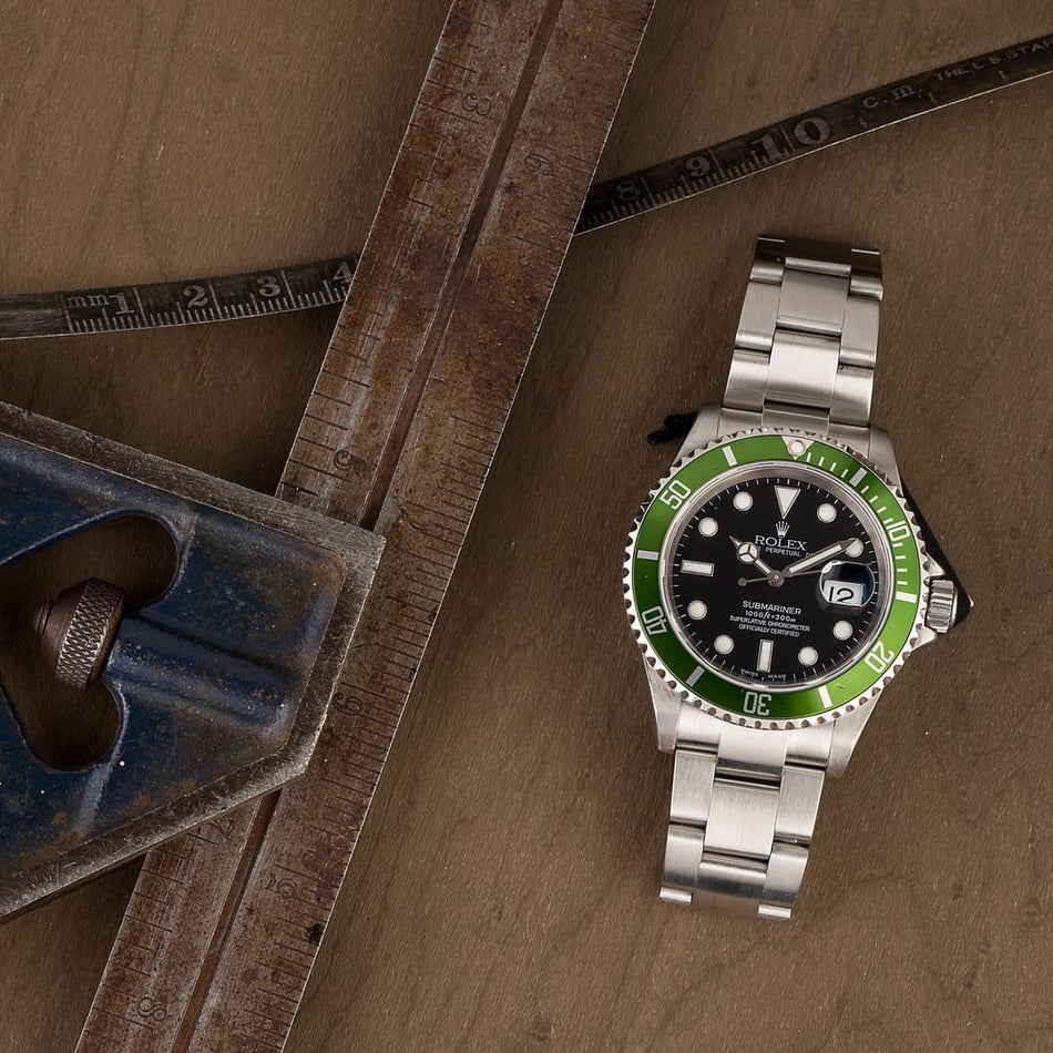 Rolex Submariner Green Anniversary 16610V Flat Four