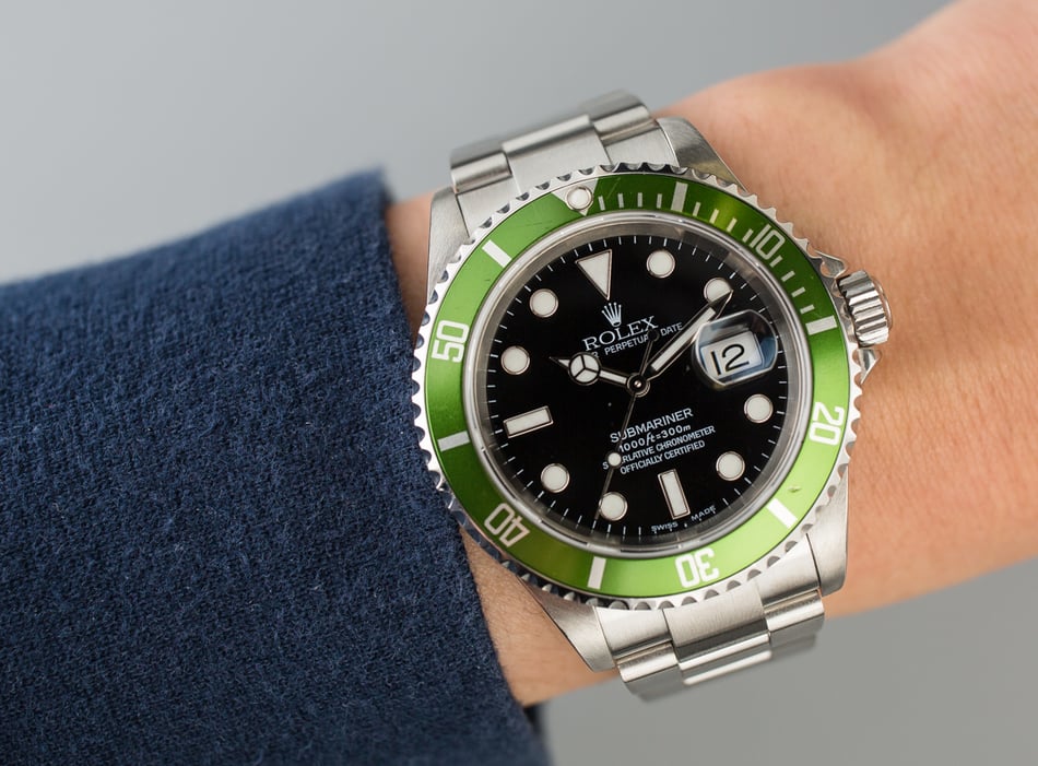 Rolex Submariner Green Anniversary 16610V Flat Four