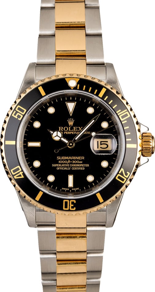 Rolex Submariner 16613 Gold Thru Clasp