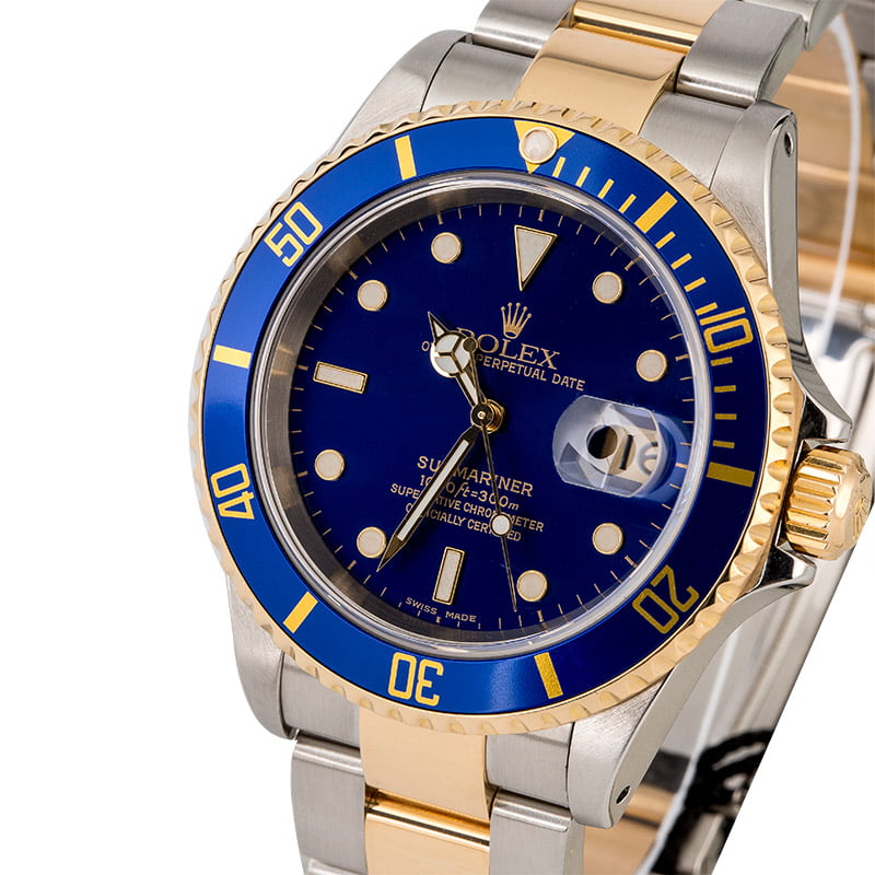 Men's Rolex Submariner 16613 Blue Bezel Insert