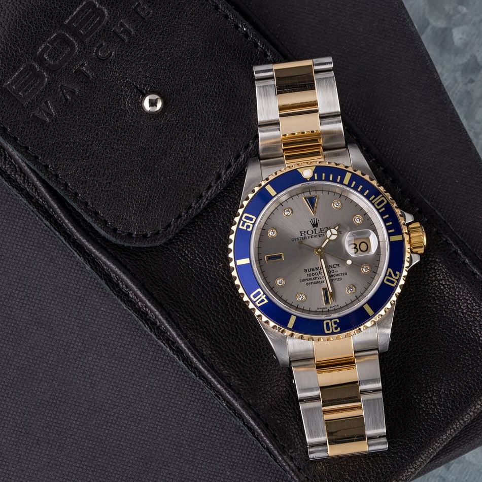 Rolex Submariner 16613 Serti Diamond & Sapphire Dial