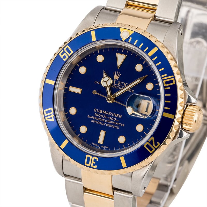 Used Rolex Submariner 16613 Two Tone with Blue Bezel