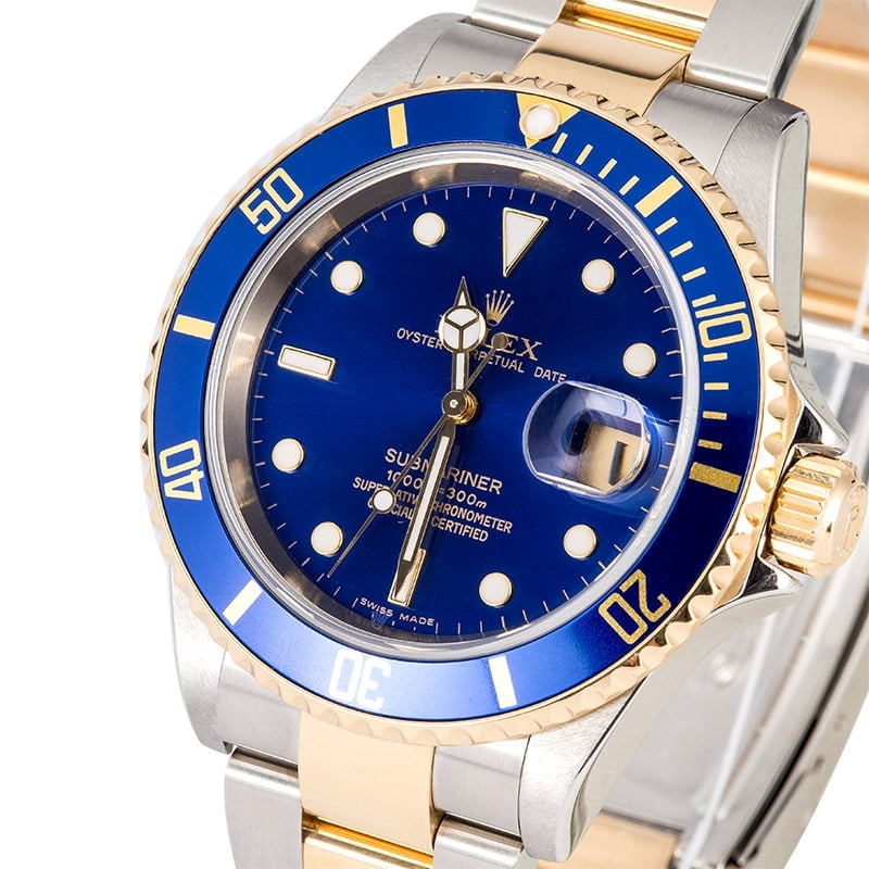 Rolex Blue Submariner 16613 No Holes Case