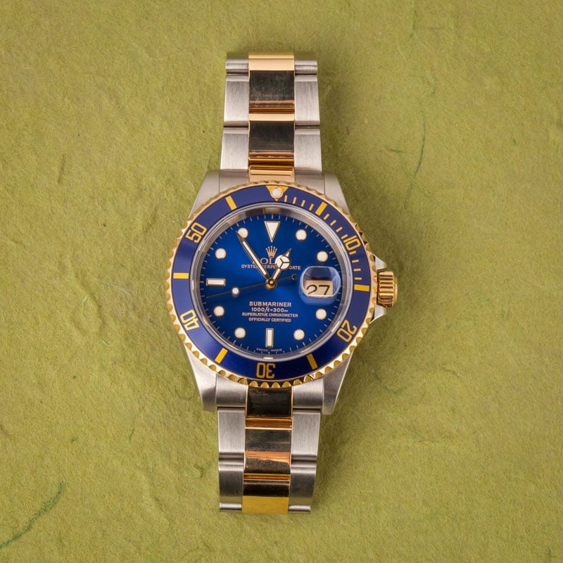 Rolex Submariner 16613 Two Tone Oyster with Gold-Thru Clasp