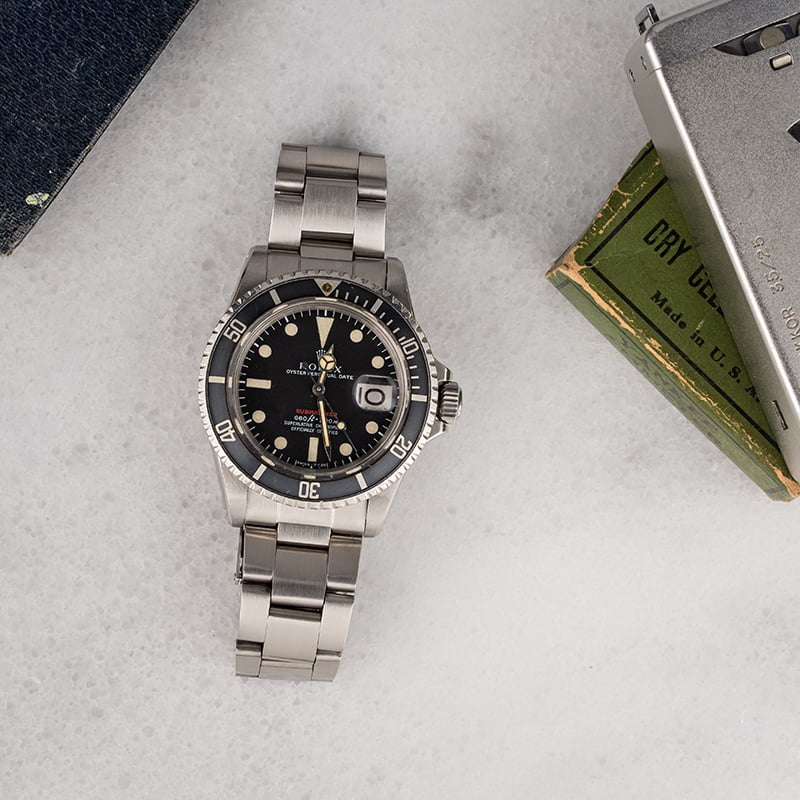 Vintage 1972 Rolex Red Submariner 1680 Black Matte Dial