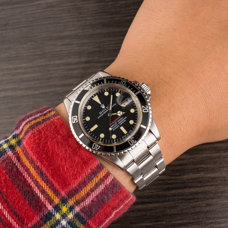 Vintage 1970 Rolex Red Submariner 1680 Feet First Dial