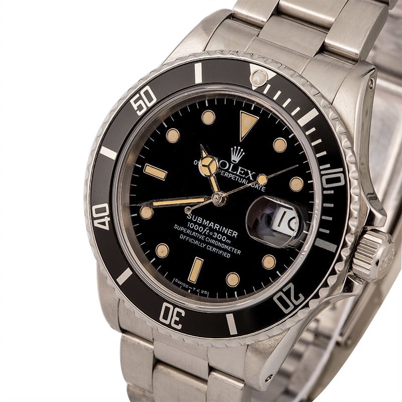 Preowned Rolex Submariner Steel Date 168000