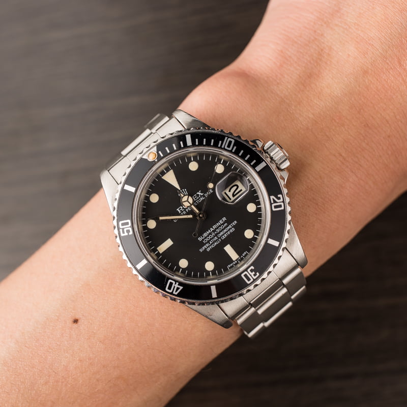 Vintage 1982 Rolex Submariner 16800 Black Dial