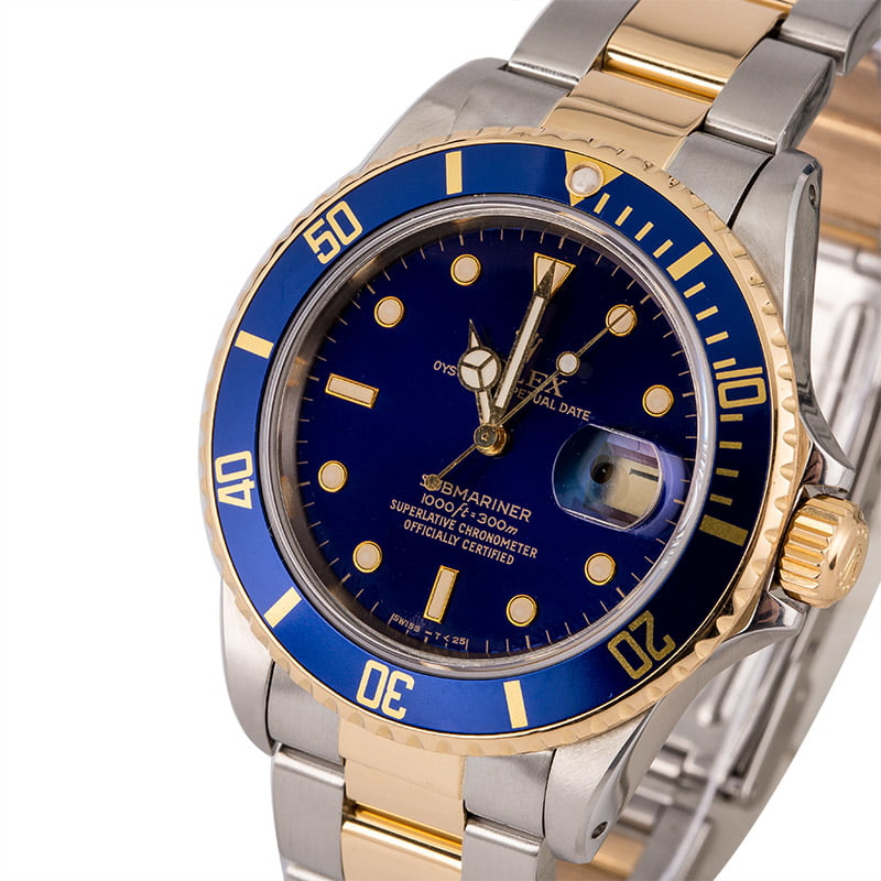 Pre Owned Rolex Submariner 16803 Sunburst Blue