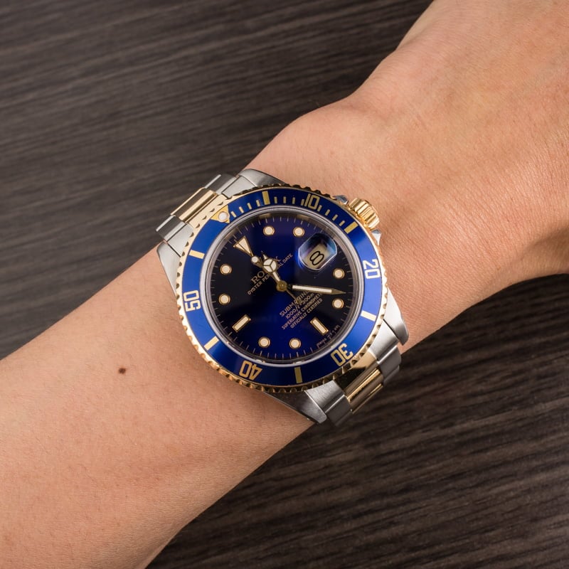 Pre Owned Rolex Submariner 16803 Sunburst Blue