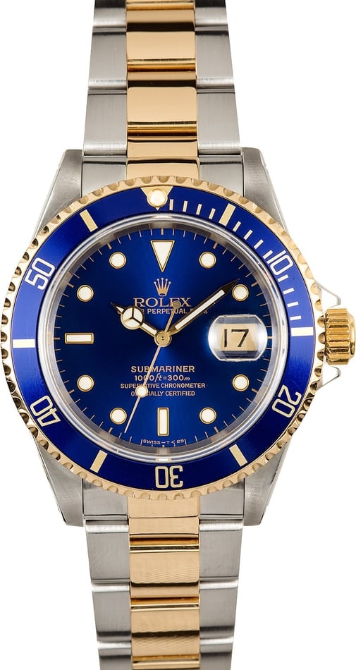 Rolex Submariner Blue Bezel 16613 100% Authentic