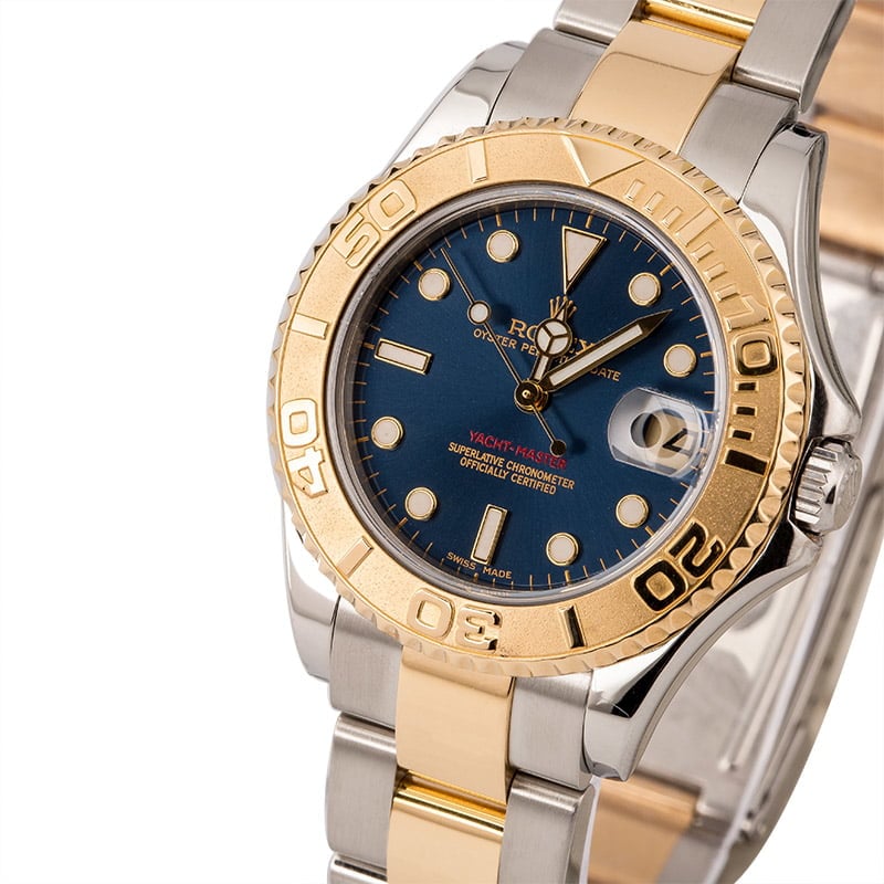 Pre Owned Rolex Two Tone Yacht-Master 168623 Blue Dial