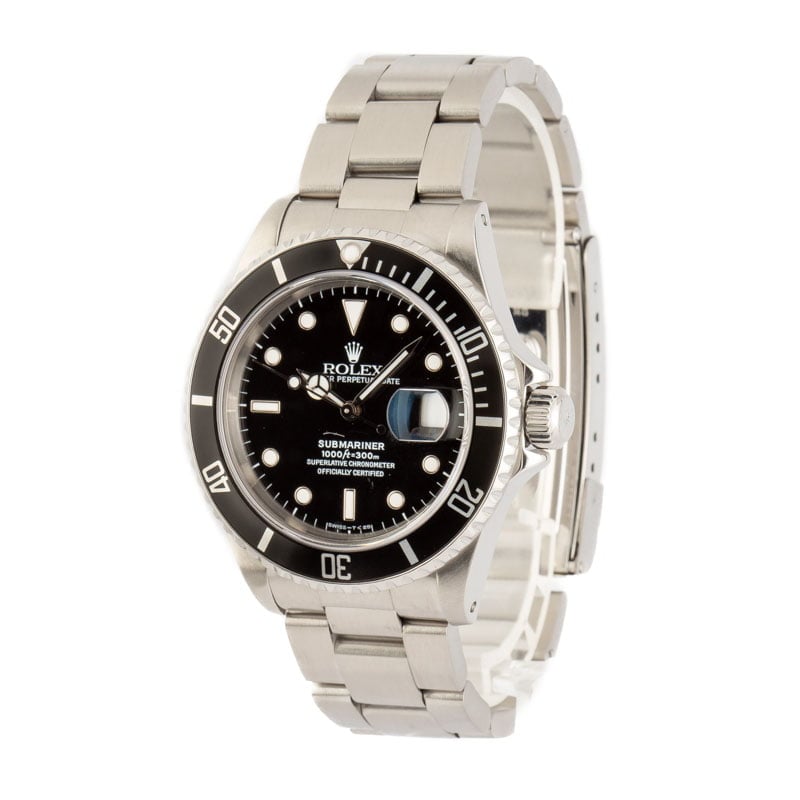 Pre-Owned Rolex Submariner 16610 Black Bezel Insert