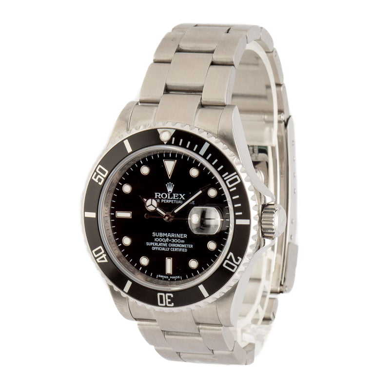 Rolex Submariner Black 16610T No Holes