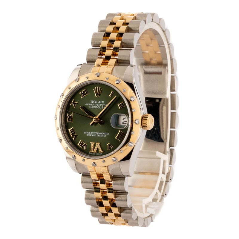 Mid-Size Rolex Datejust 178343 Olive Green Dial