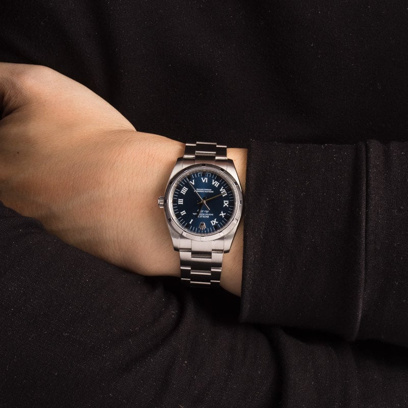 Pre-Owned Rolex Air King 114210 Blue Dial