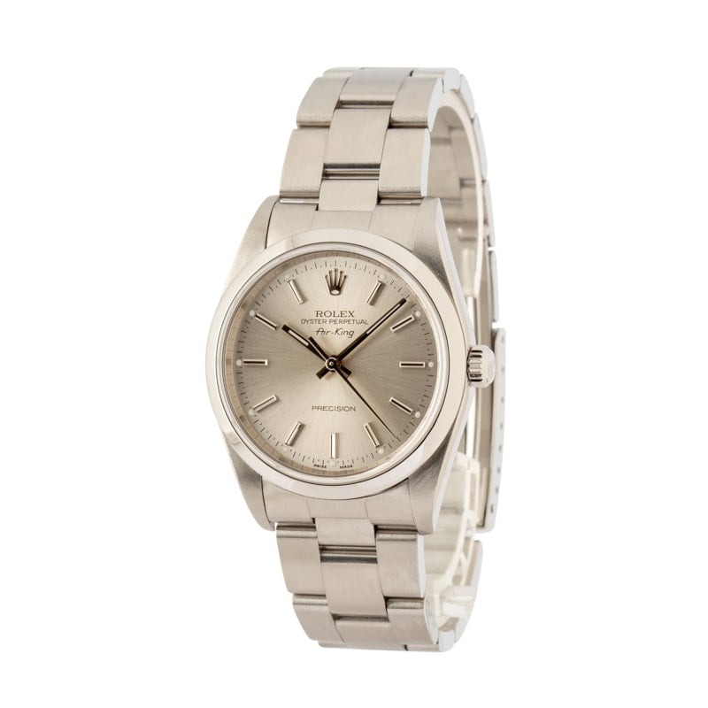 Pre-owned Rolex Air King 14000M Silver Dial