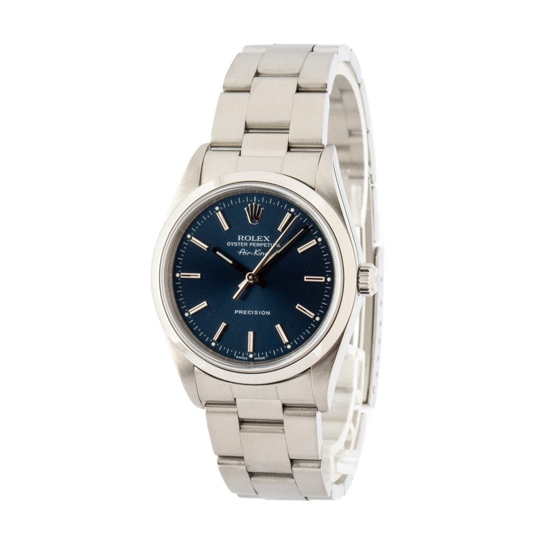 Pre-owned Rolex Air-King 14000M Blue Dial