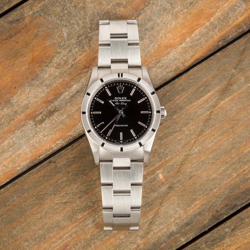 Pre Owned Rolex Air-King 14010M Black Index Dial
