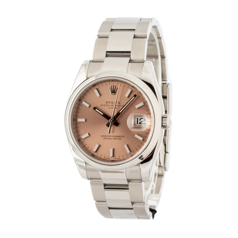 Used Rolex Date 115200 Salmon Dial