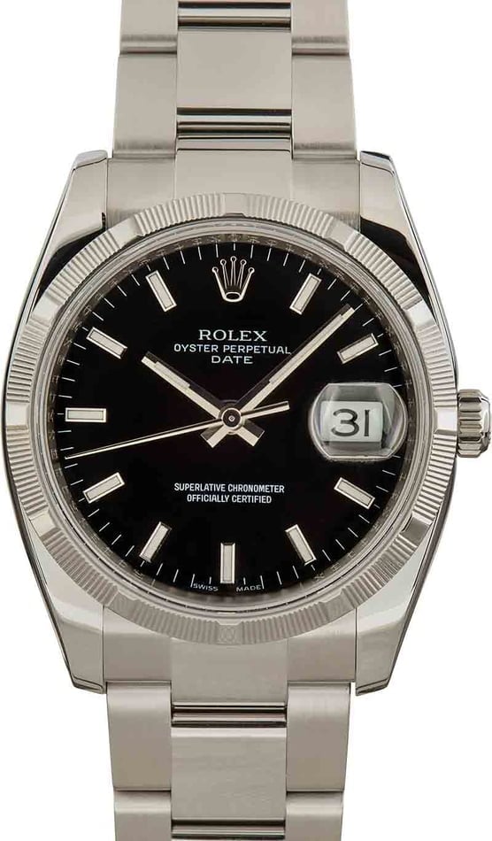 Rolex oyster perpetual date black clearance dial