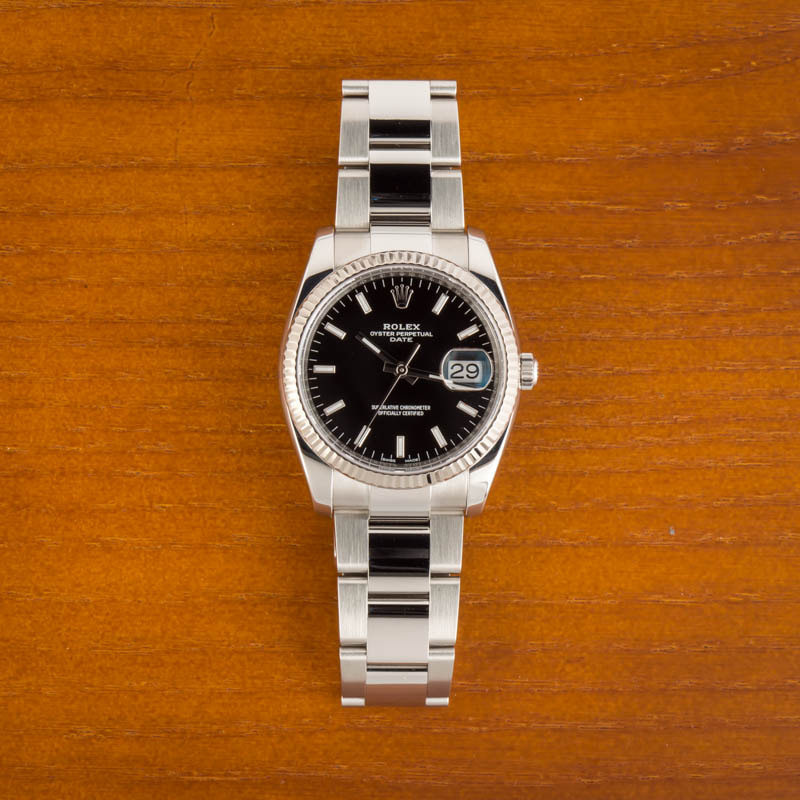 Rolex Date 115234 Black Index Dial