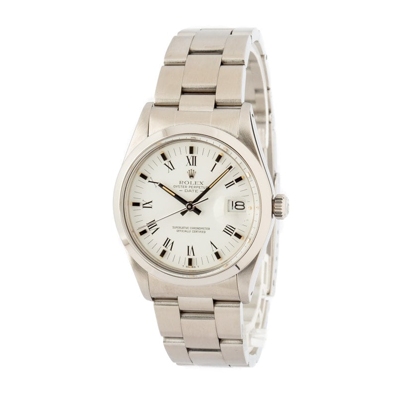 Men's Rolex Date 15000 White Dial