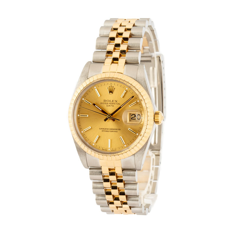 Pre-Owned Rolex Date 15053 Steel & Gold