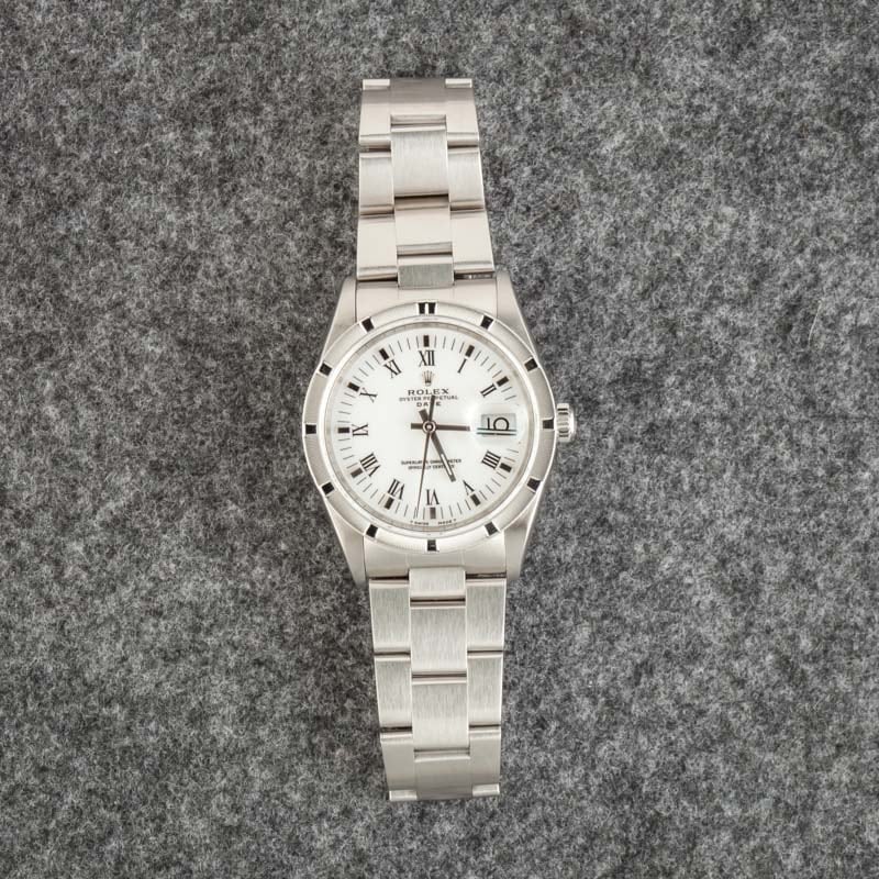 Pre Owned Rolex Date 15210 White Roman Dial