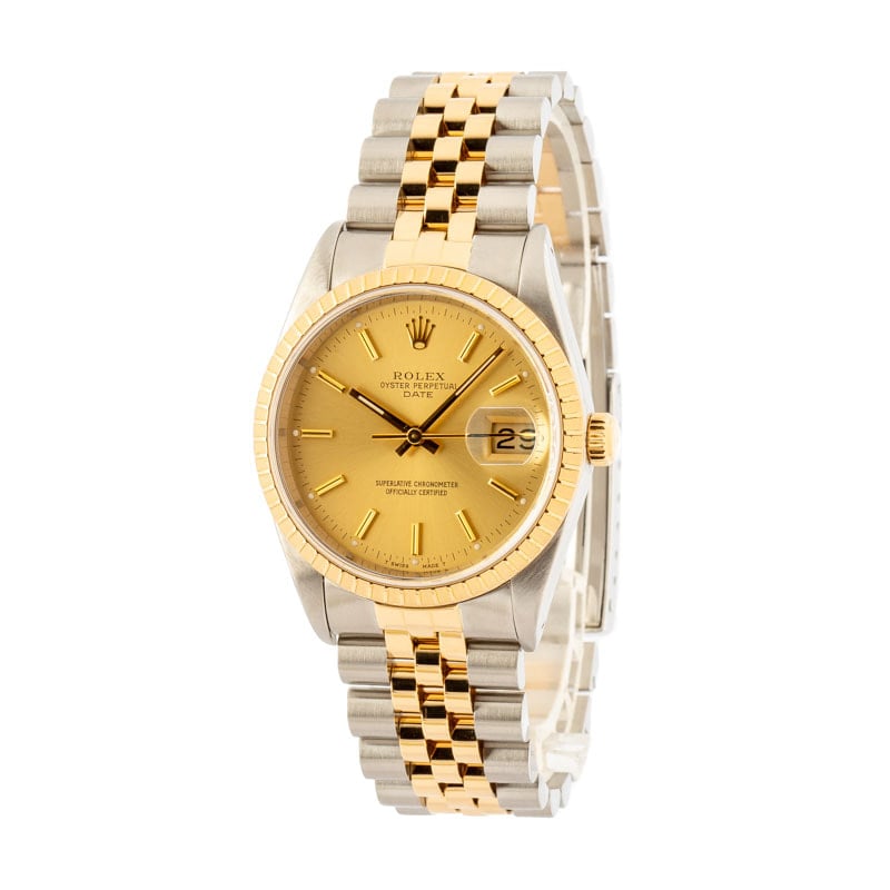 Rolex Date Champagne 15223 Two Tone Watch