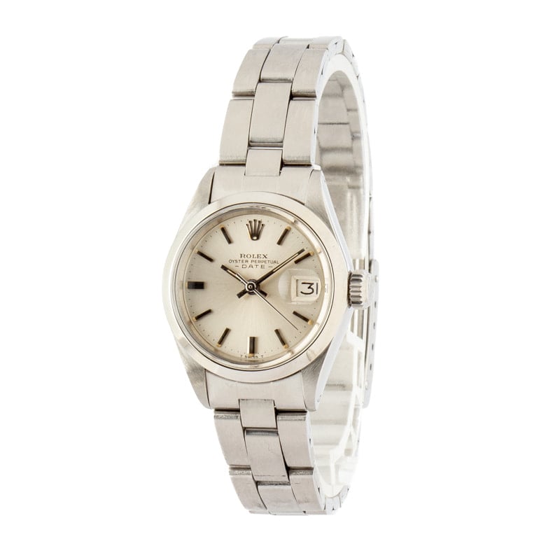 Ladies Rolex Date ref 6916 Silver Dial