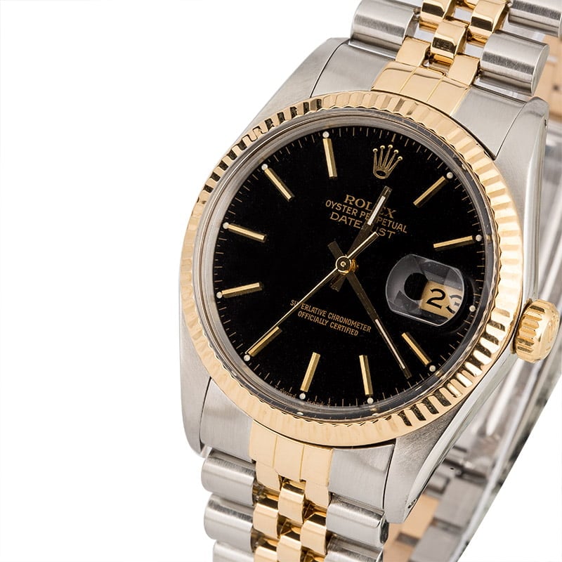 Used Rolex Datejust 16013 Black Dial Two Tone