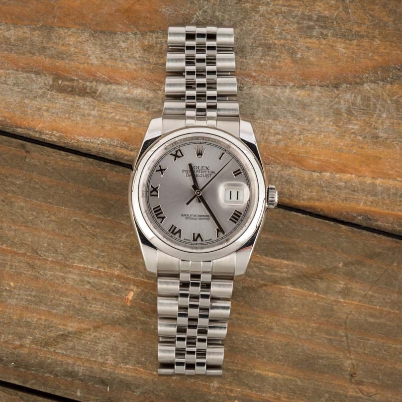 Mens Rolex Datejust 116200 Silver Roman Dial