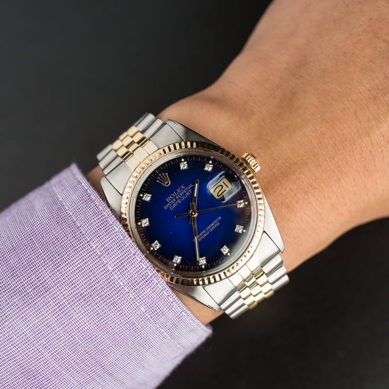 Pre-Owned Rolex Datejust 16013 Blue Vignette Diamond Dial