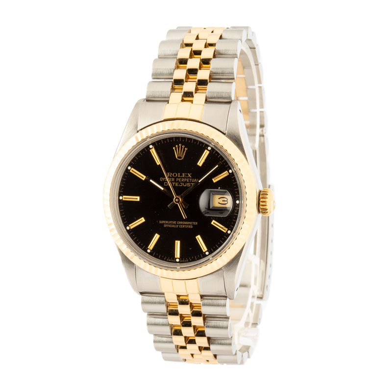 Pre-Owned Rolex Datejust 16013 Black Index Dial