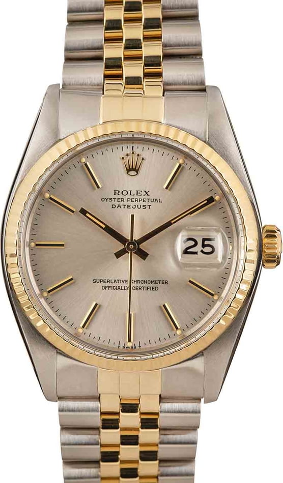 Rolex 16013 Oyster Perpetual Datejust Black Gold Combie White Gold Watch  Swiss
