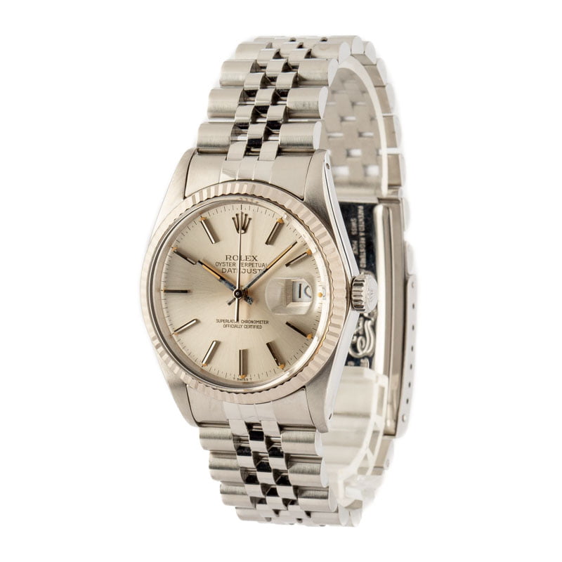 Rolex Datejust 36mm 16014 Silver Dial with White Gold Fluted Bezel