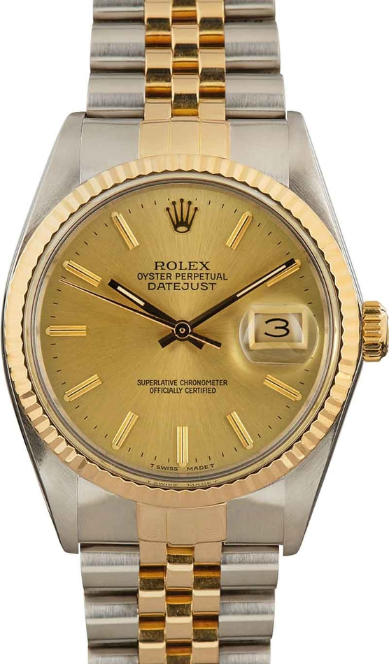 Rolex Datejust 2-Tone Steel & Gold Men's Watch Silver Dial 16013