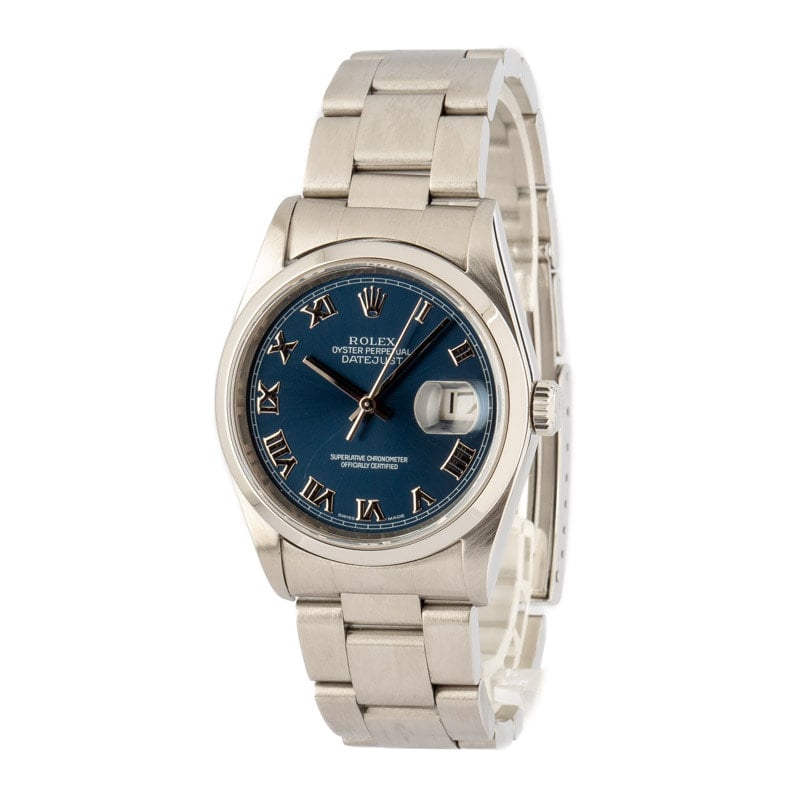Pre-Owned Rolex Datejust 16200 Blue Roman Dial