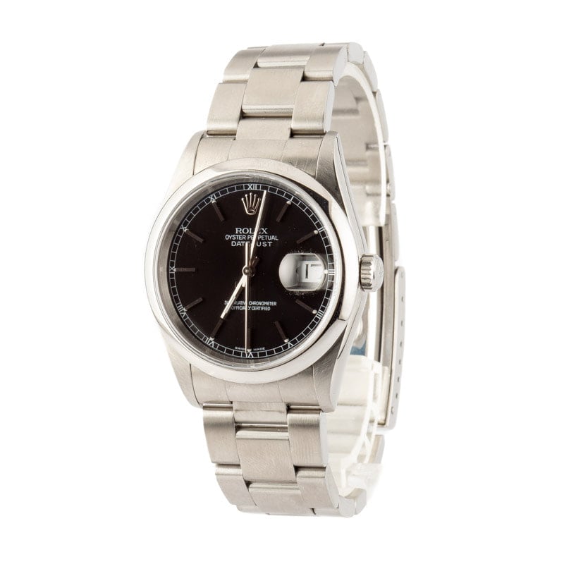 Pre-Owned Rolex Datejust 16200 Black Dial