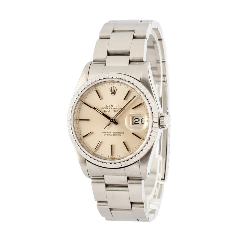 164895 Pre-owned Rolex Datejust 16220 Silver Dial