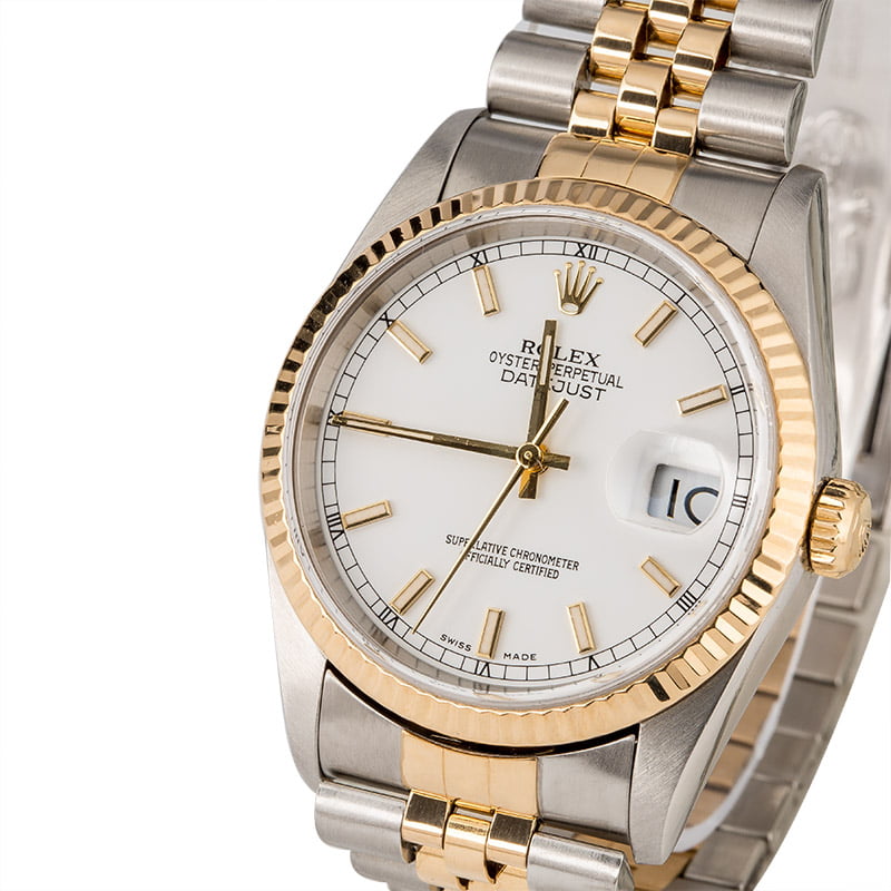 PreOwned Rolex Datejust 16233 White Luminous Dial