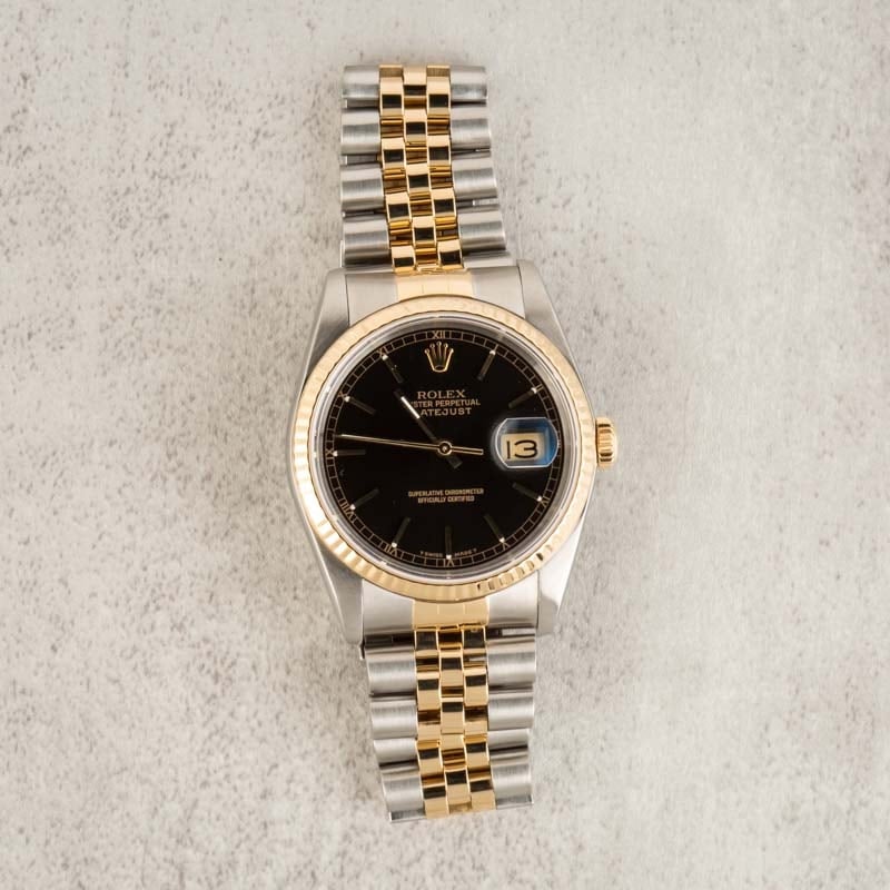 Rolex Datejust Two Tone 16233 Black Dial